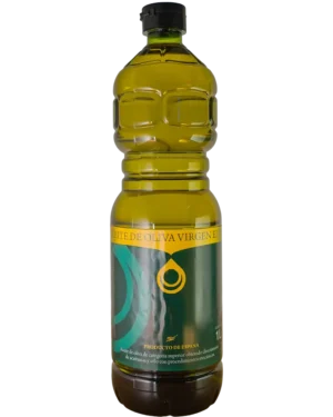 Ungefiltertes extra natives Olivenöl aus Spanien mit naturtrübem Aussehen und grün-gelbem Etikett